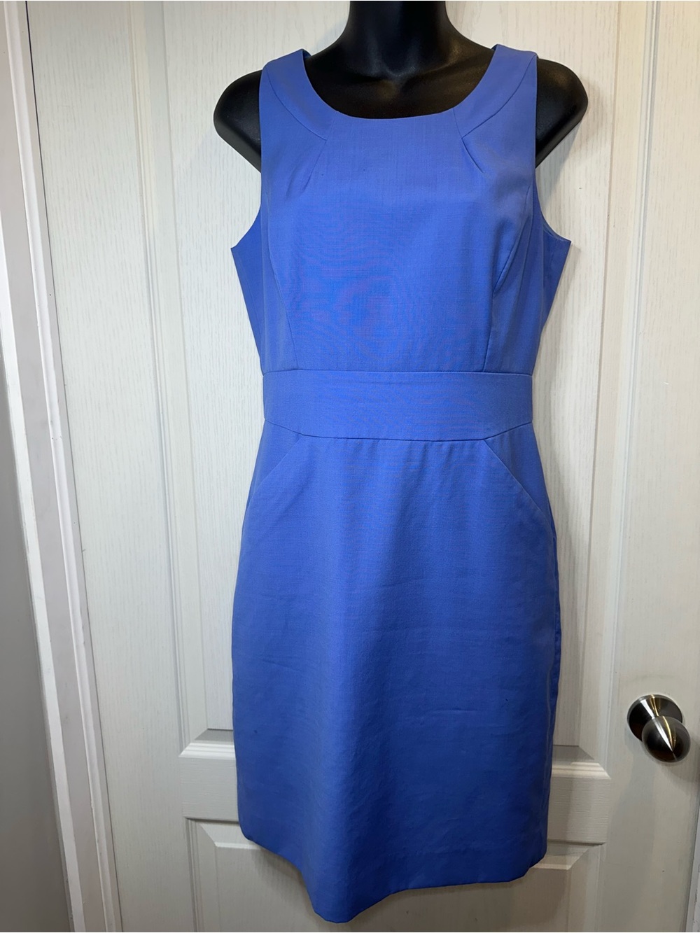 J. Crew Suiting Resume Dress Sleeveless Wool Blue Sheath Dress 4 | capsule